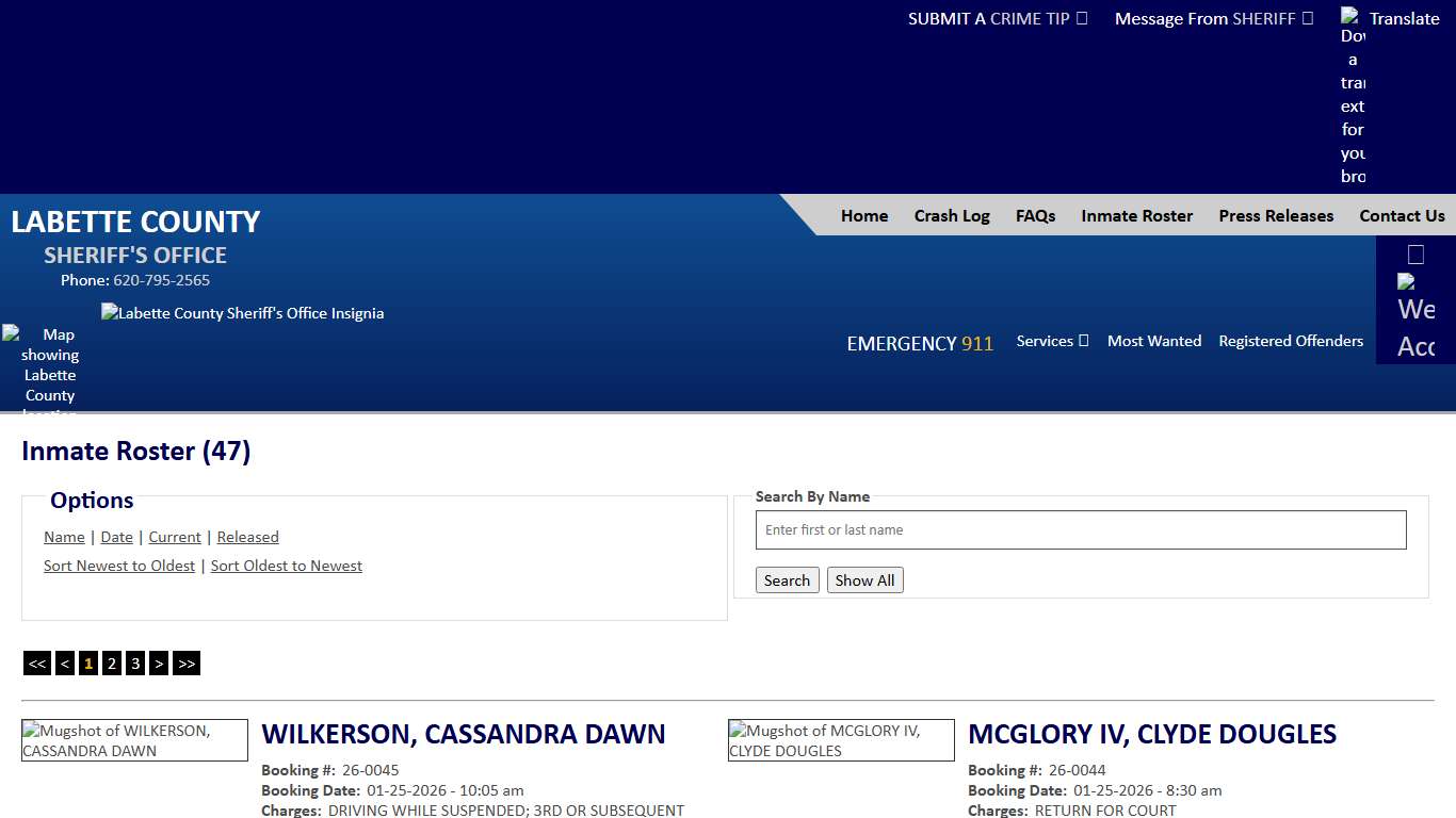 Inmate Roster - Current Inmates Booking Date Descending - Labette County Sheriff KS