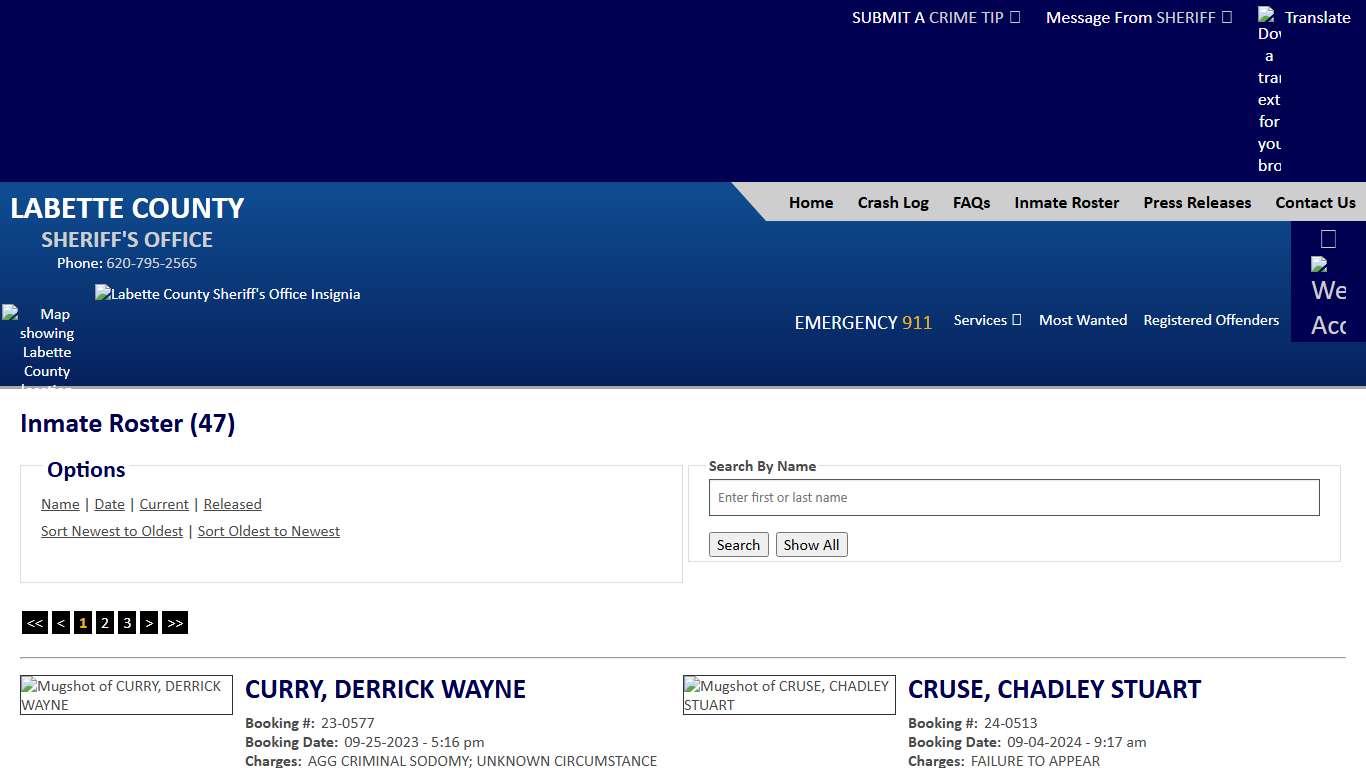 Inmate Roster - Current Inmates Booking Date Ascending - Labette County Sheriff KS